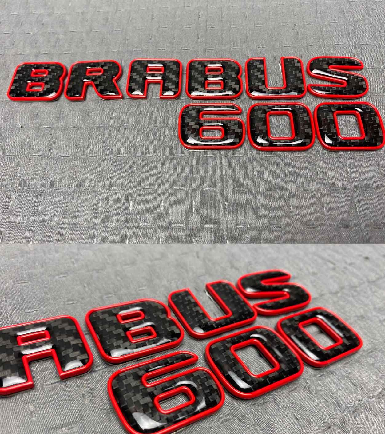 Carbon Brabus 600 rear emblem with red trim for Mercedes S