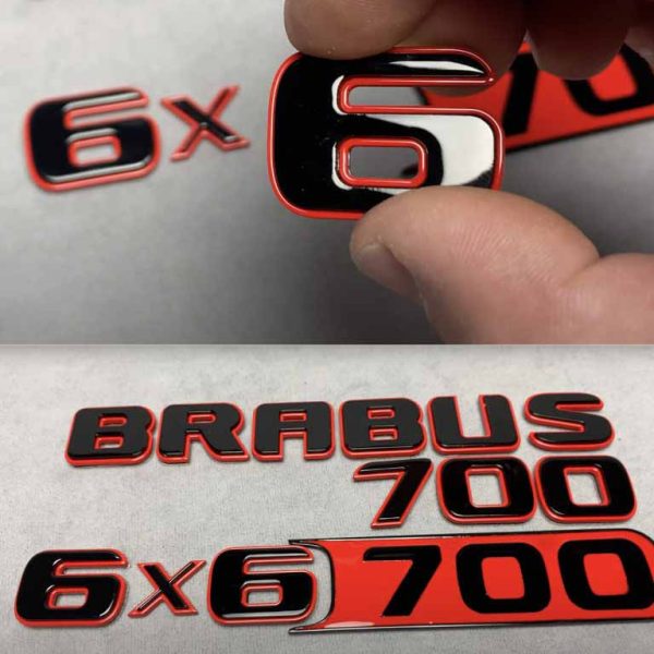 Brabus 700 6x6 badge set in black and red color for Mercedes Benz G-Class