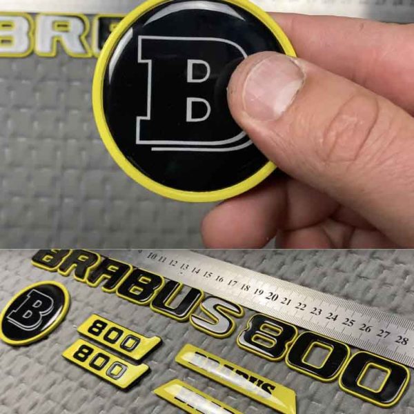 Brabus 800 metallic emblems set in yellow color for Mercedes G Wagon