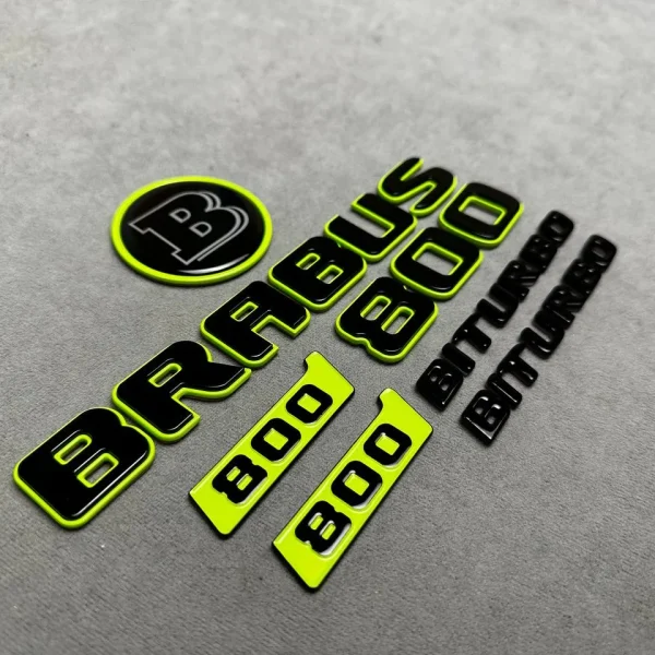Brabus Biturbo 800 Emblem Logo Set Lime Green and Black metal made for Mercedes Benz G Class