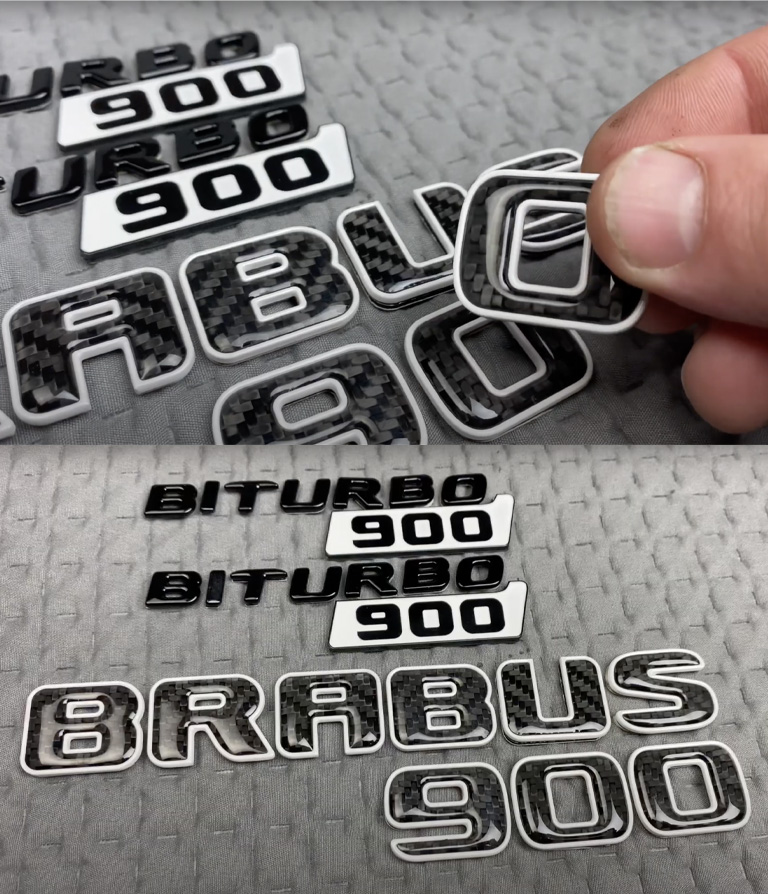 Brabus Biturbo 900 Carbon fiber and Black trim logo for Mercedes G Class trunk