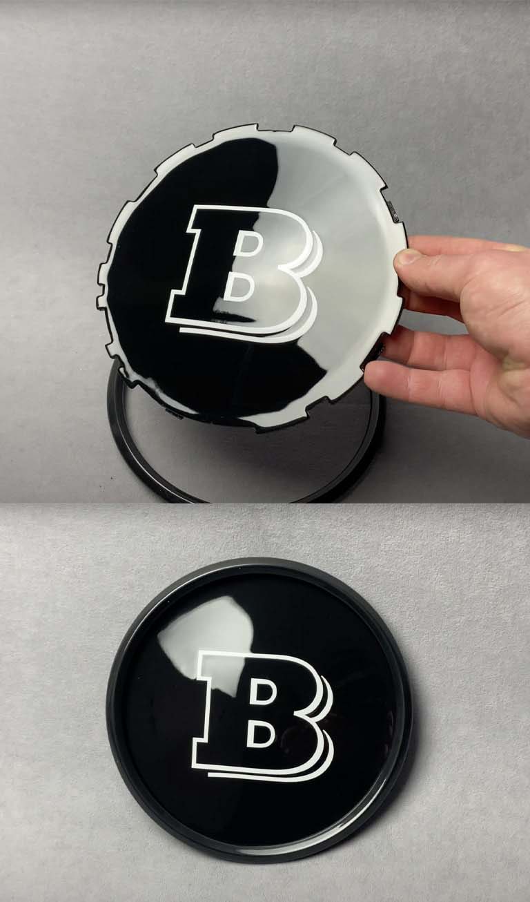 Brabus front grill badge black plastic plate B on Mercedes G Class