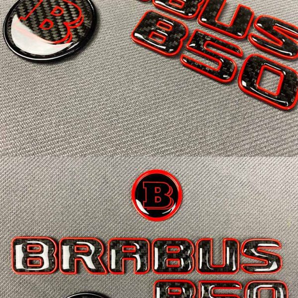 Carbon Brabus B50 emblem set front and tail logos for Mercedes Benz S-Class
