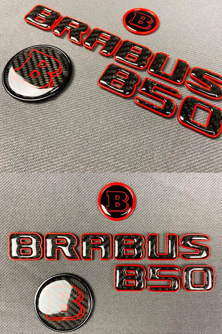 Brabus B50 Emblem Logo Set metal and carbon for Mercedes S Class W223 W223 w205 C217 Carbon Brabus B50 emblem set front and tail logos for Mercedes Benz S-Class