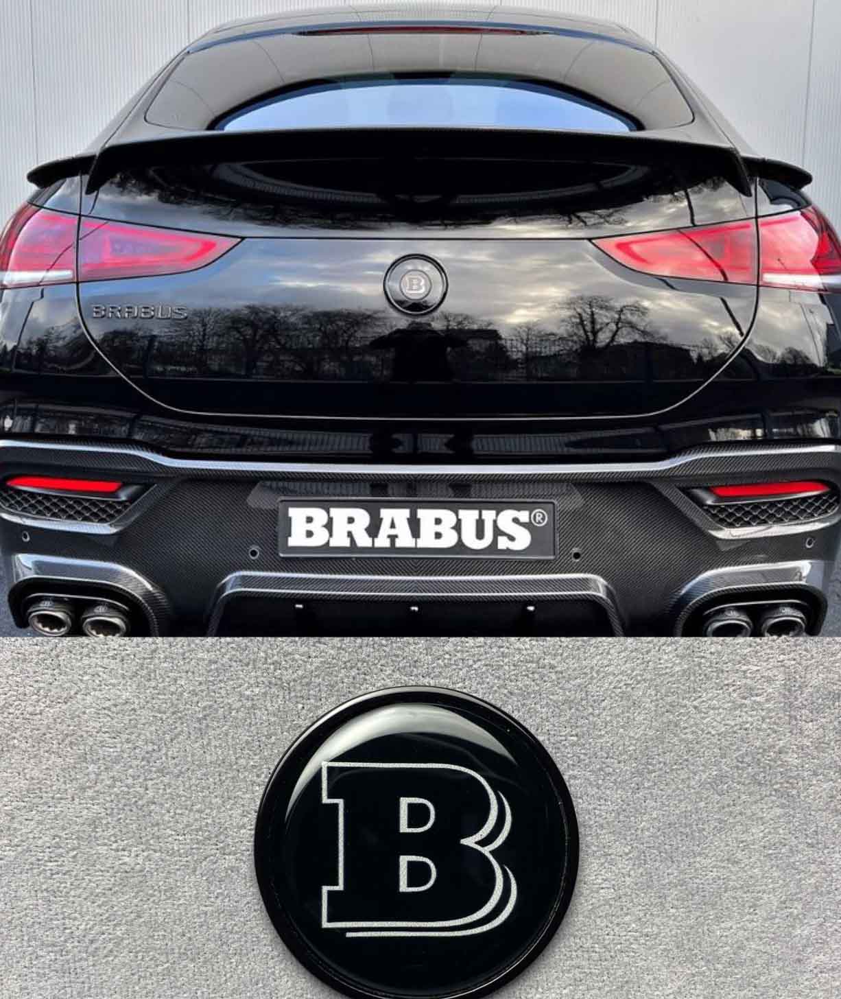 Brabus Emblem Badge on trunk lid Mercedes GLE 63 s Coupe C167 Tail Brabus badge black metal B logo for Mercedes Benz trunk