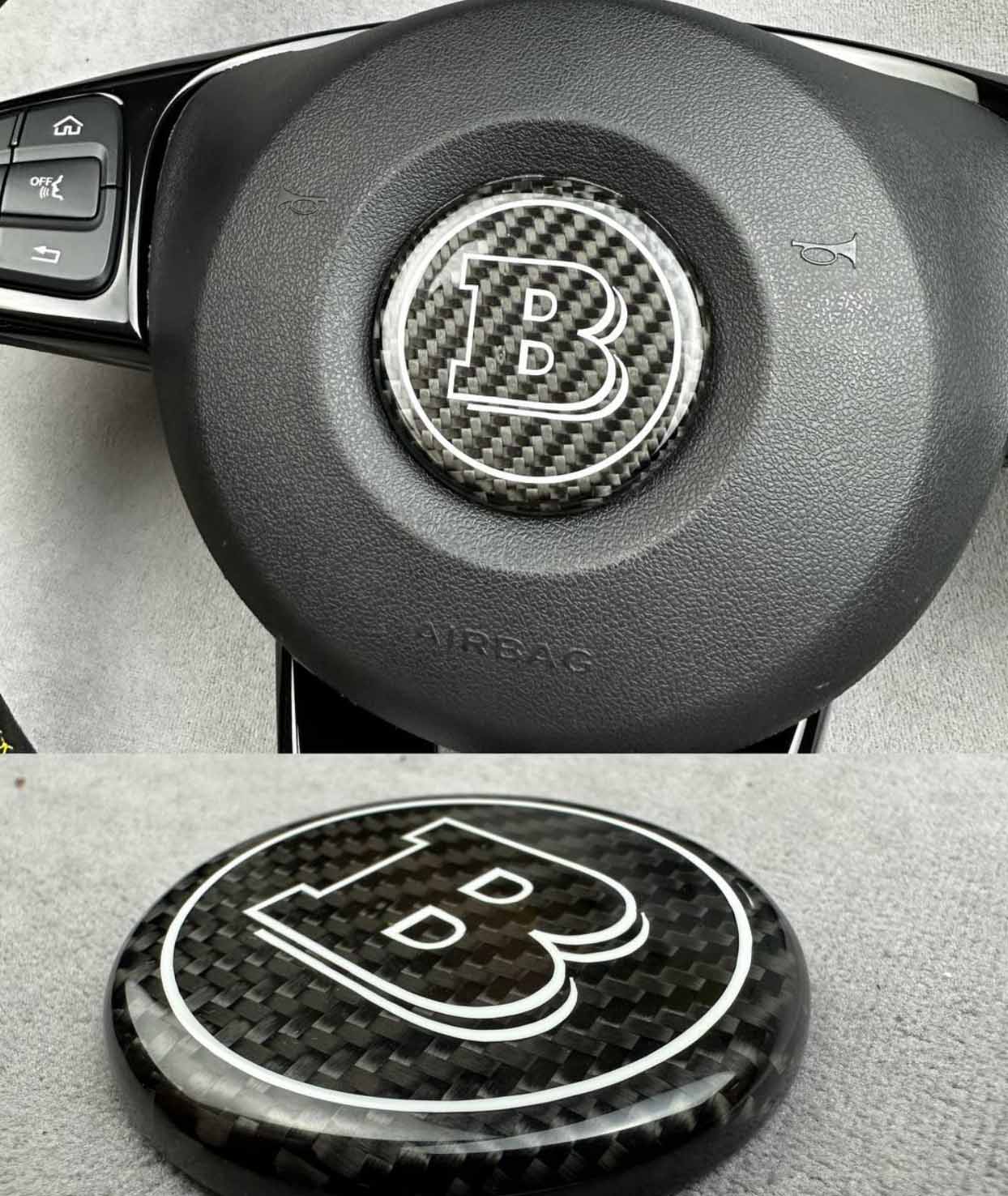 Carbon Steering wheel airbag logo Brabus for Mercedes Benz