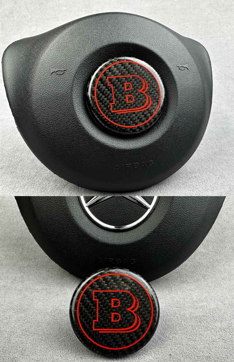 Brabus Red Emblem in Air Bag for Mercedes G GLE GLS E S Class 2013-2018 Carbon fiber Airbag emblem Brabus in red color for Mercedes Benz