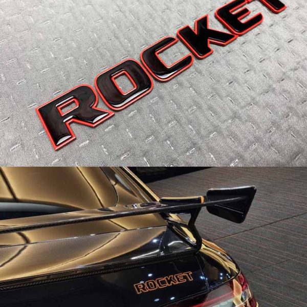 Rear badge Rocket in black with red border for Mercedes-Benz