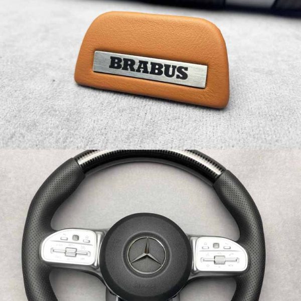 Brabus steering wheel badge metal + leather