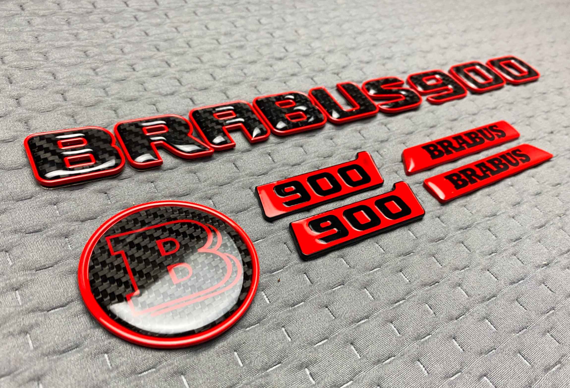 Brabus 900 badges set Carbon fiber + metal inserts for Mercedes Benz