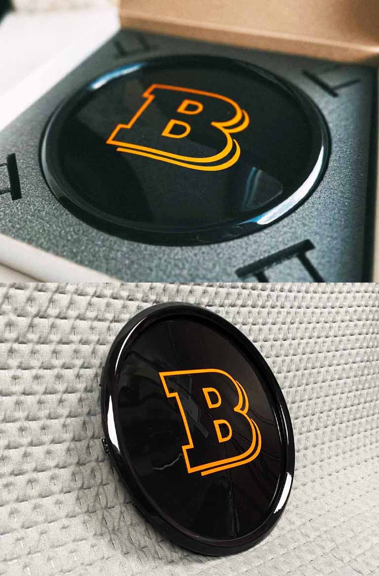 G Wagon Double B Brabus Grill Logo Emblem Badge Mercedes W463A W464 G63 G500 GLE GLS GT 2018+ Orange B logo on front grill for Mercedes-Benz G-Wagon 2018+
