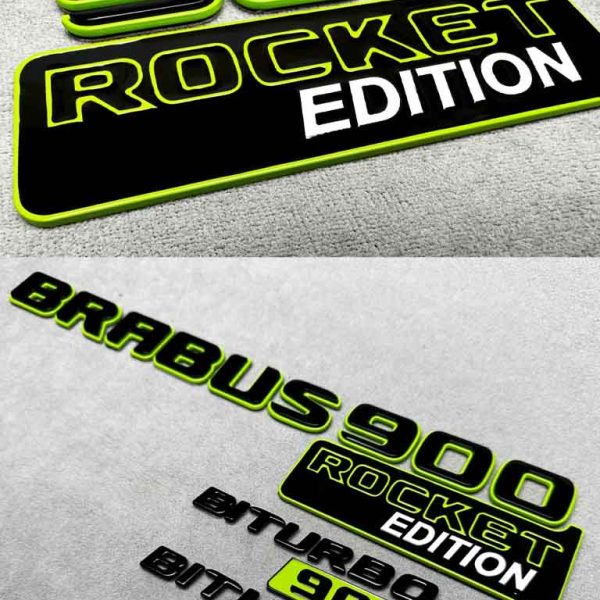 Brabus Rocket Edition Biturbo 900 emblem set in green color for Mercedes GLE
