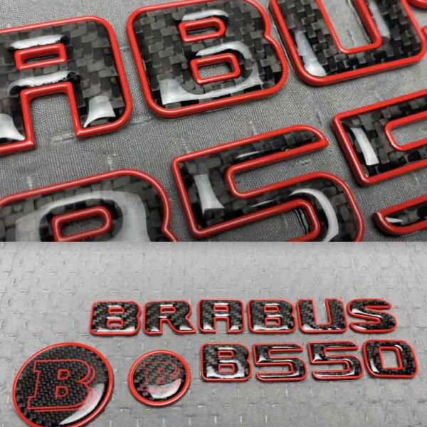 Front grill and Rear Brabus B550 carbon emblems set for Mercedes S-Class