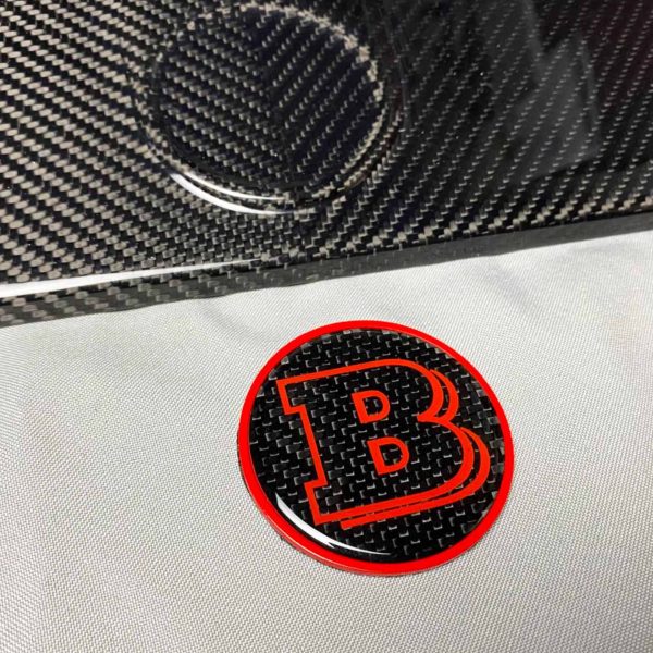 Carbon Brabus logo with red trim on bonnet for Mercedes G Class