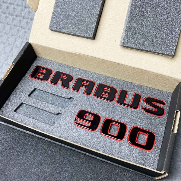 Brabus 900 metallic tail badge with red trim for Mercedes G Wagon trunk