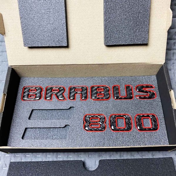 Brabus 800 Carbon fiber rear logo with red trim for Mercedes G Class trunk