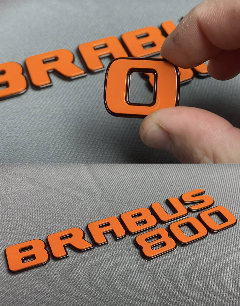 Tail Badges Brabus 800 Black and Orange Rocket style Orange metallic Brabus 800 logo for Mercedes Benz G Class trunk