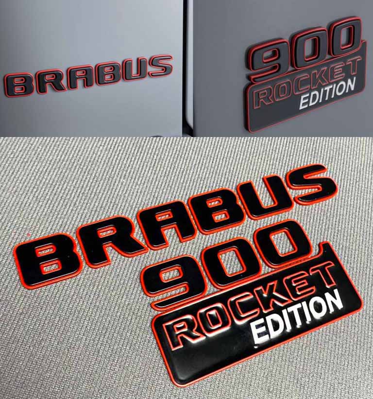 Brabus 900 Rocket Edition metallic rear emblem set for Mercedes Benz G Class