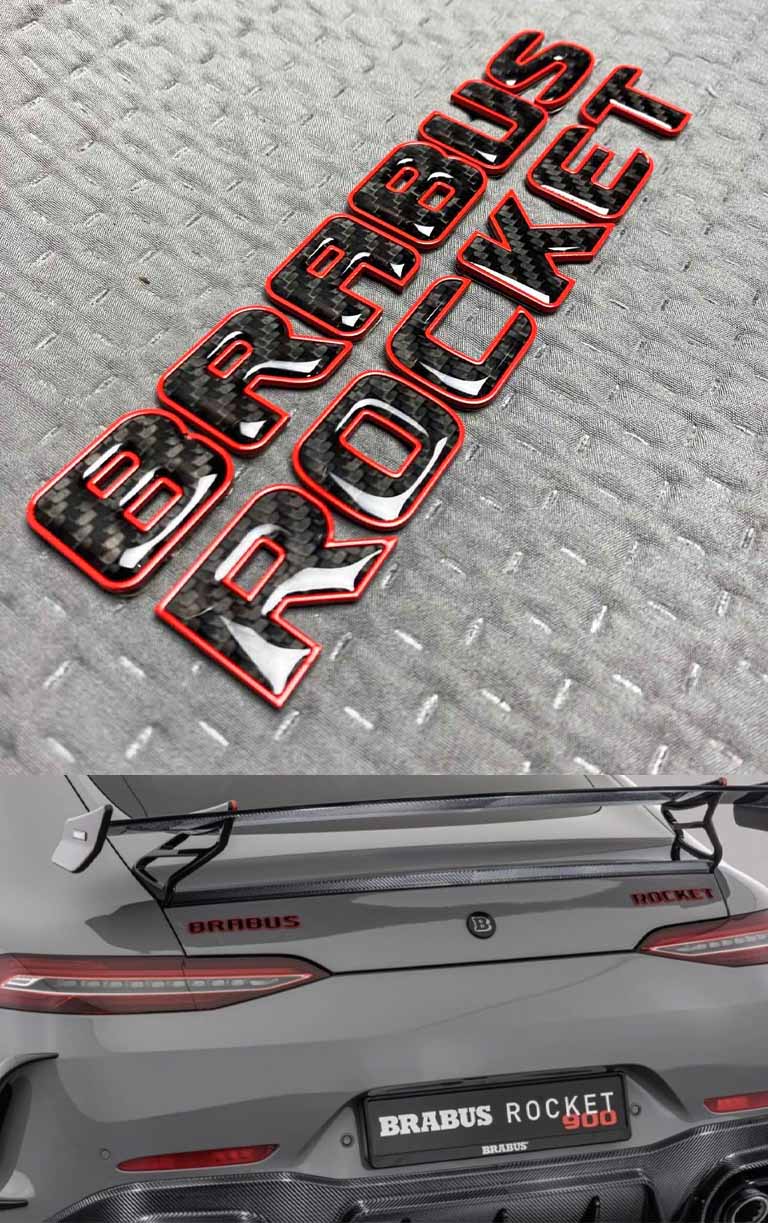 Tail Emblem Brabus Rocket 900 style Red and Carbon for Mercedes Benz G class W463a W464 GT GLE Carbon fiber Brabus 800 rear emblem on Mercedes Benz GLS Class