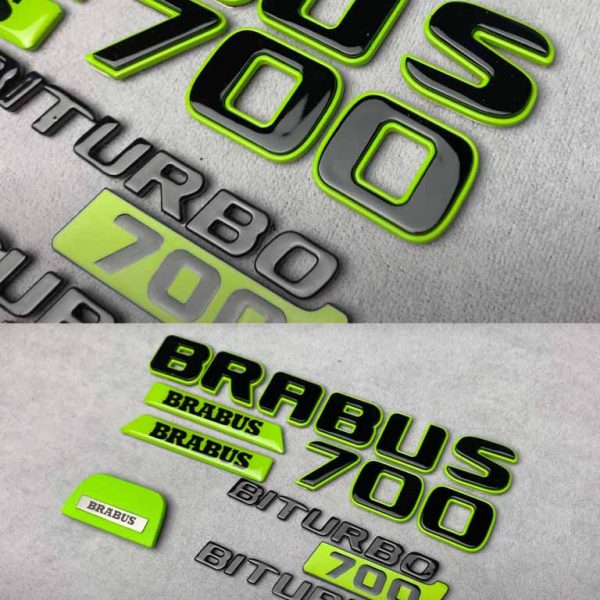 Green Brabus steering wheel badge + Metal exterior Brabus logo body kit