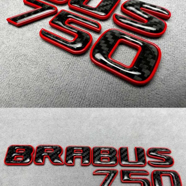 Brabus 750 Emblem Logo - Red Metallic with Carbon for Mercedes-Benz W463A/W464 G-Class