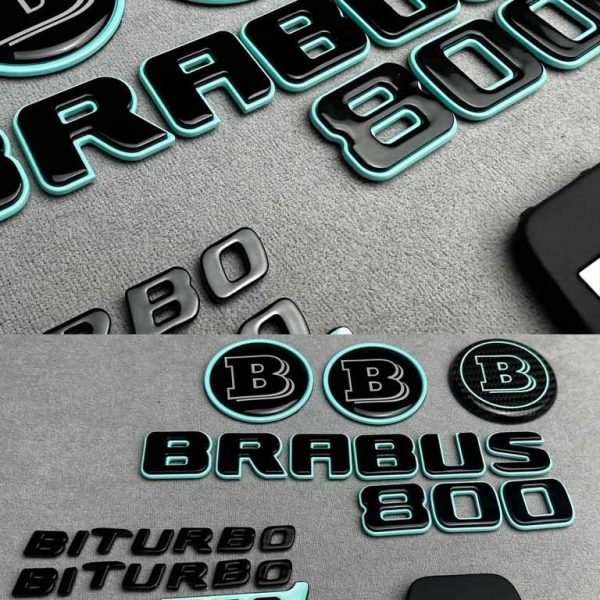 Brabus Biturbo 800 emblems set in Tiffany Blue color for Mercedes G Wagon