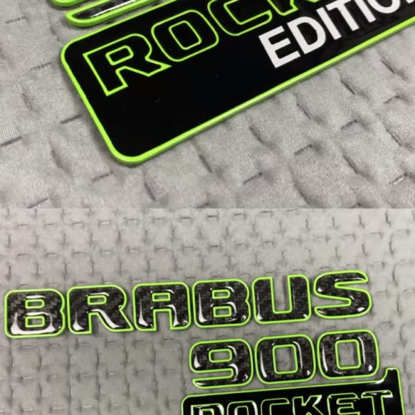 Brabus 900 Rocket Edition badges set with green trim for Mercedes G Class trunk
