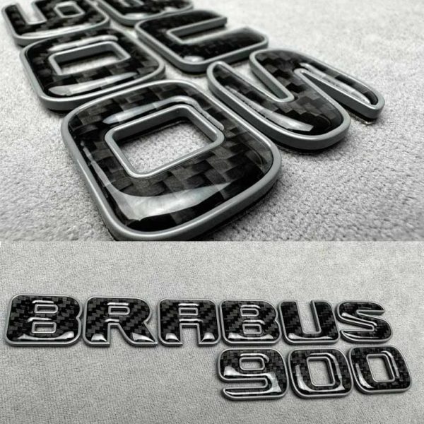 Brabus 900 Rear Emblem in Nardo Grey and Carbon Fiber for Mercedes-Benz G Class W464 W463a W463