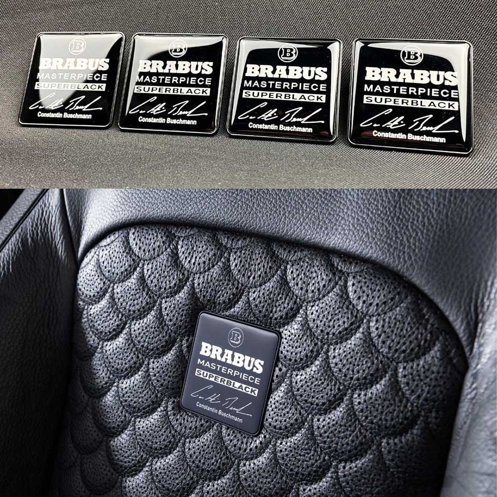 Brabus Masterpiece Superblack Metallic Seats Emblem Badge Logo Set