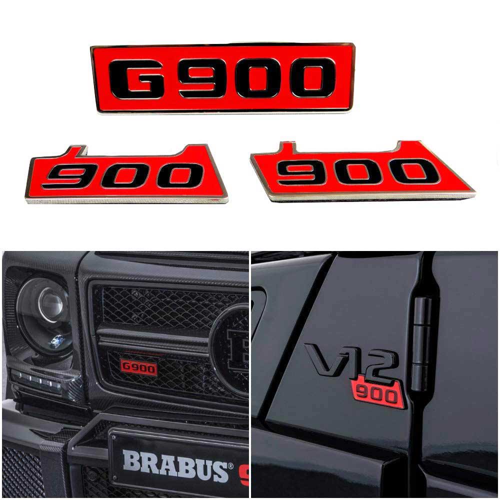 Mercedes Benz G900 G-Wagon G-Class W463 Brabus Style Red Body Emblem Sticker Badge Letters Logo Set 3 Pcs Steel G63 G55 G500