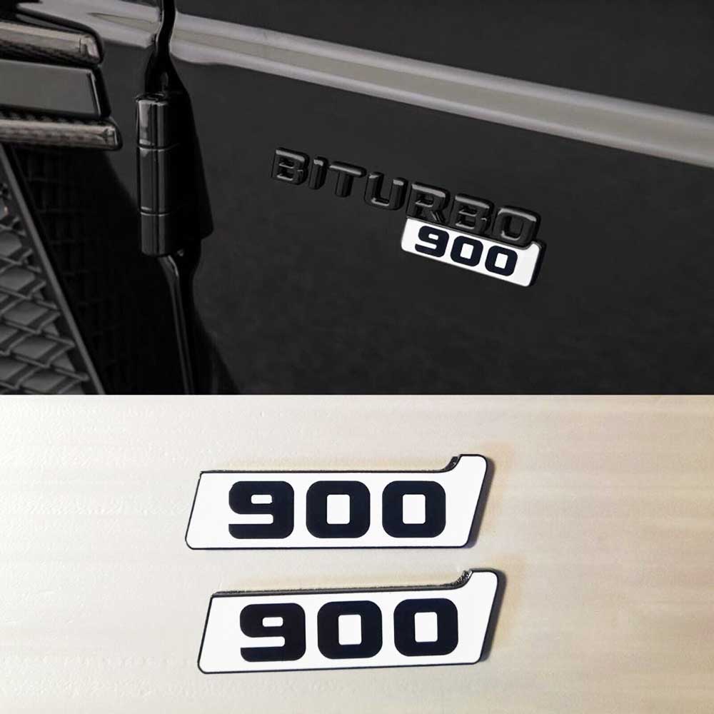 Metallic Brabus 900 White Superwhite Fenders Emblem Logo Badges for Mercedes-Benz W463A G-Class