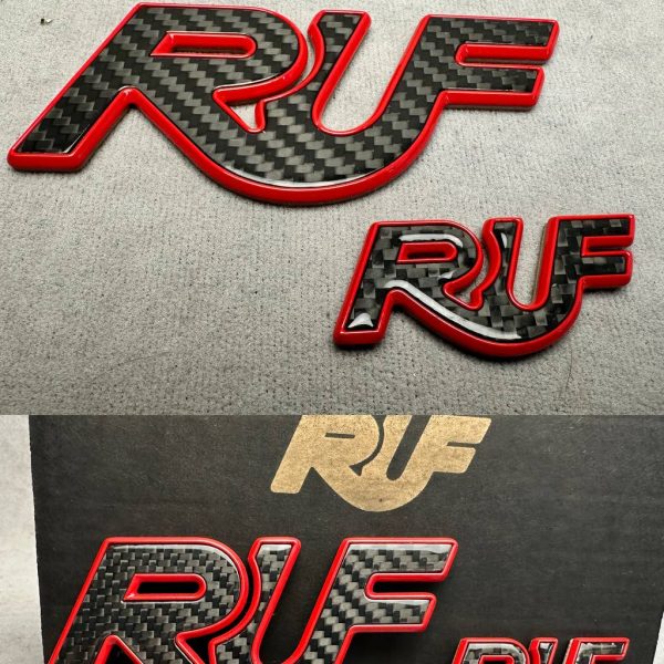 RUF Emblems Porsche Style Carbon RED Logo Metal Badges Set For Porsche 911 997 996 993 964 930 Turbo