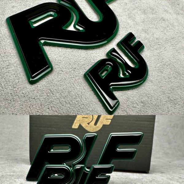 RUF Emblems Porsche Style Black and Green Logo Metal Badges Set For Porsche 911 997 996 993 964 930 Turbo