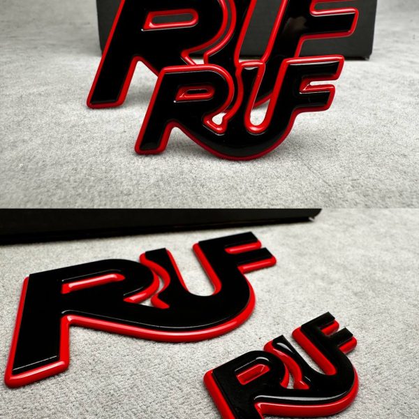 RUF Emblems Porsche Style RED and Black Logo Metal Badges Set For Porsche 911 997 996 993 964 930 Turbo
