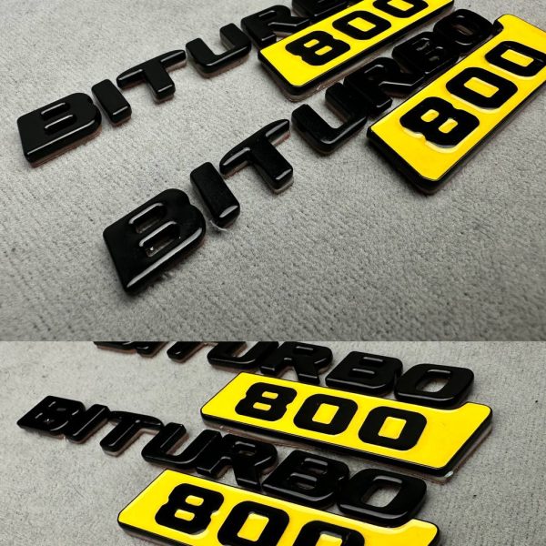 Biturbo 800 Emblem Logo Yellow metal made for Mercedes Benz G Class