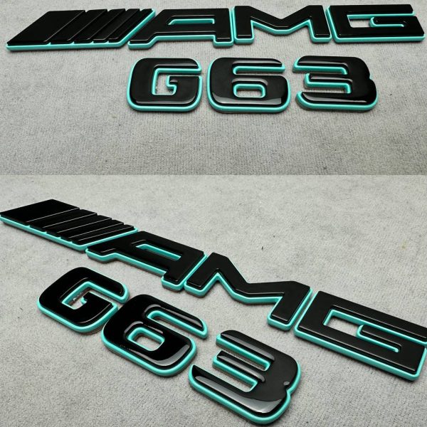 Tail Emblem Badge AMG G63 Brabus 2025 Blue metal black W463 W463A W464 W465