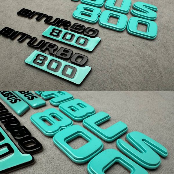 Brabus biturbo 800 Emblem Logo Set Tiffany blue metal made for Mercedes Benz G Class