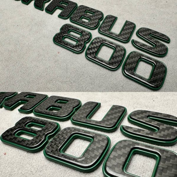Tail Badges Brabus 800 Green and Carbon for Mercedes-Benz G Class W463 W463a W464 W465
