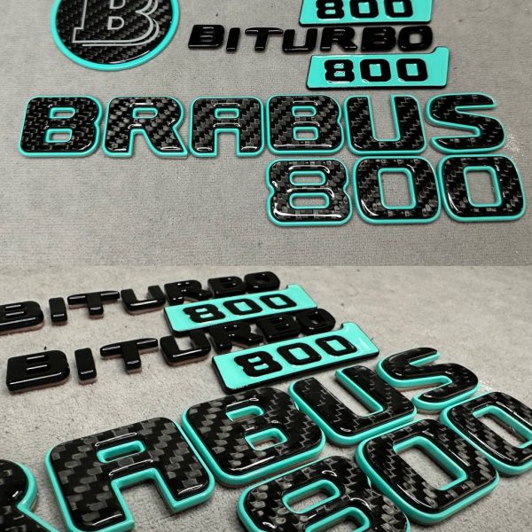 Brabus biturbo 800 Emblem Logo Set Tiffany and Carbon for Mercedes Benz G Class