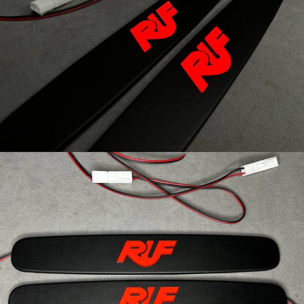 RUF LED Door Sill Plates Black for Porsche 911 | Red Logo Illuminated Threshold Trim | Entry Guards 996 997 991 992