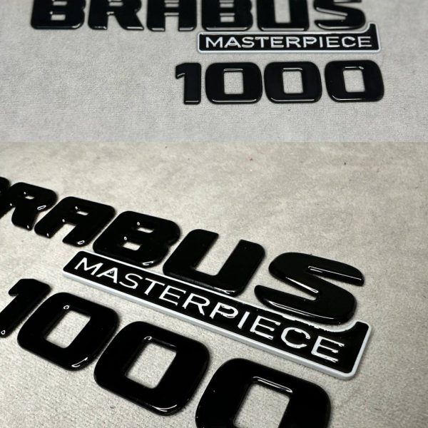 Brabus 1000 Masterpiece Rear Trunk Badge Set for Mercedes S Class W223 Black Emblems Luxury Styling Kit