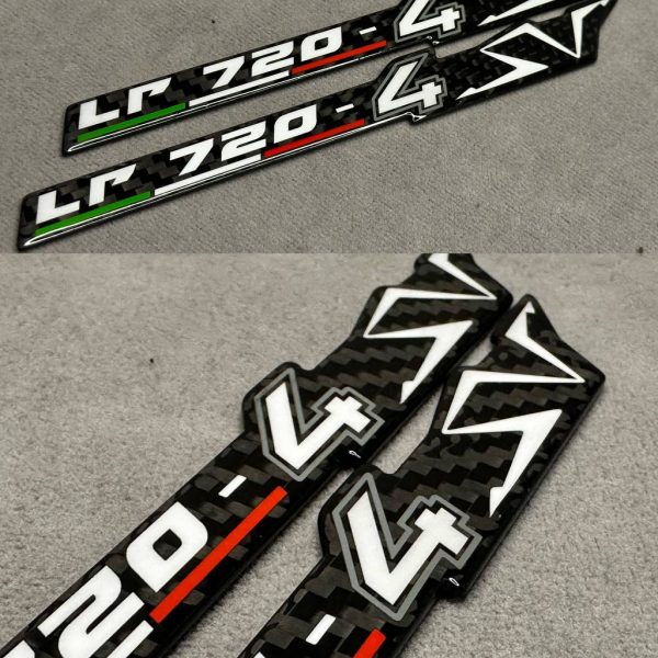 Lamborghini Aventador LP720-4 SV Carbon Fiber Side Fender Emblems Badge Set Pair Left Right