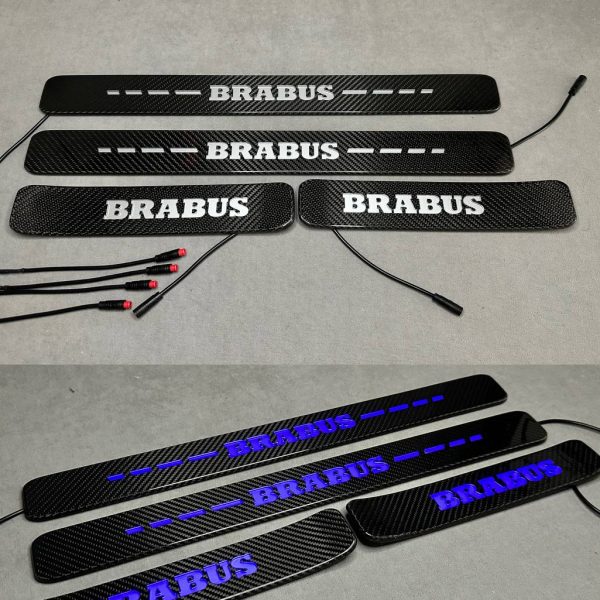Brabus Carbon Door Sills LED for Mercedes G Class W463A W464 W465 G63 G500 Blue Illuminated Plates 2018+