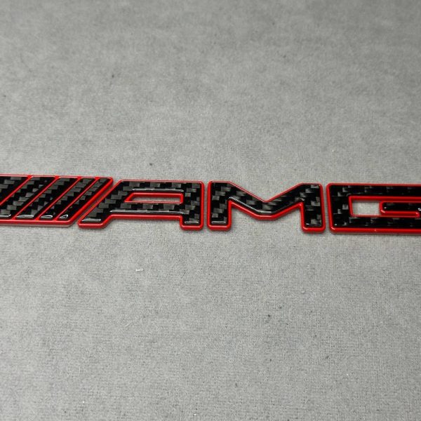 AMG Brabus style Emblem Carbon fiber Red Badge Trunk lid Mercedes