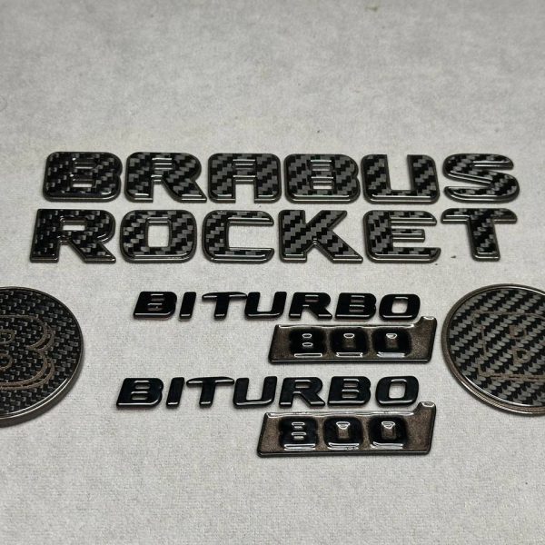 Brabus Rocket Emblems and Badges Set Brown and Carbon for ALL Model Mercedes