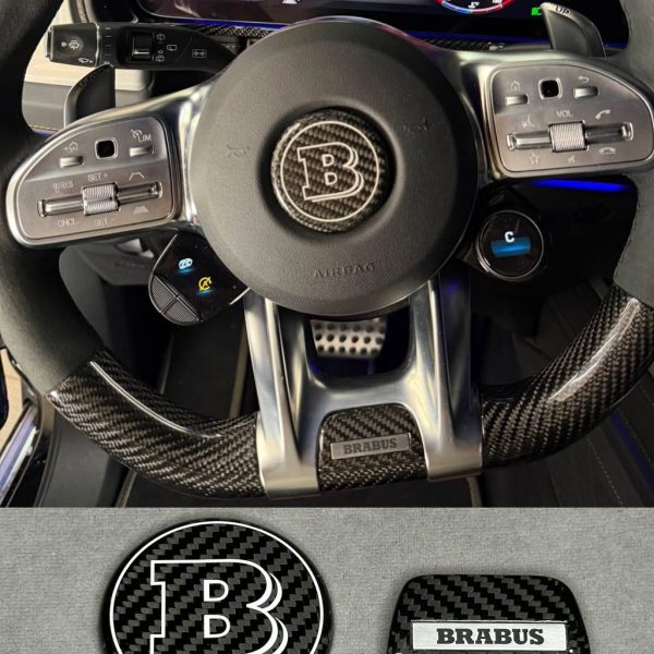 Brabus Carbon emblems badge set for AMG steering wheel 2018-2026 g63 s63 c63 e63 GLE GLS
