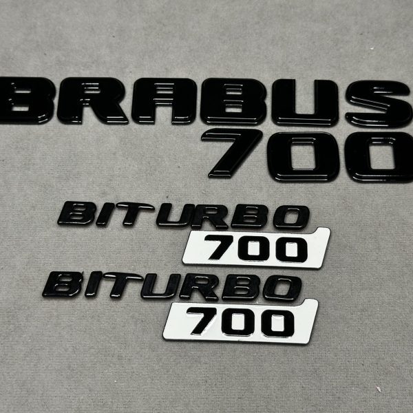 Brabus biturbo 700 Emblem Logo Set White and Black metal made for Mercedes Benz